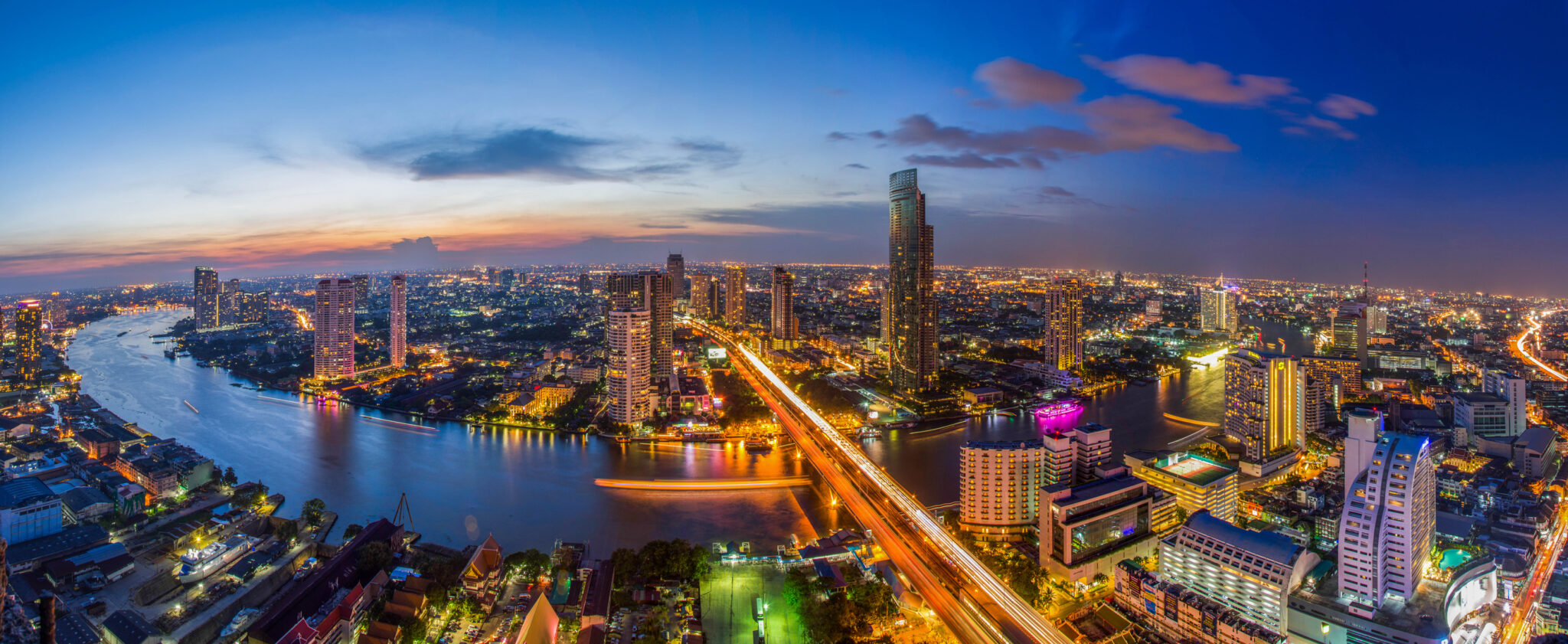 Bangkok City panorama view at night